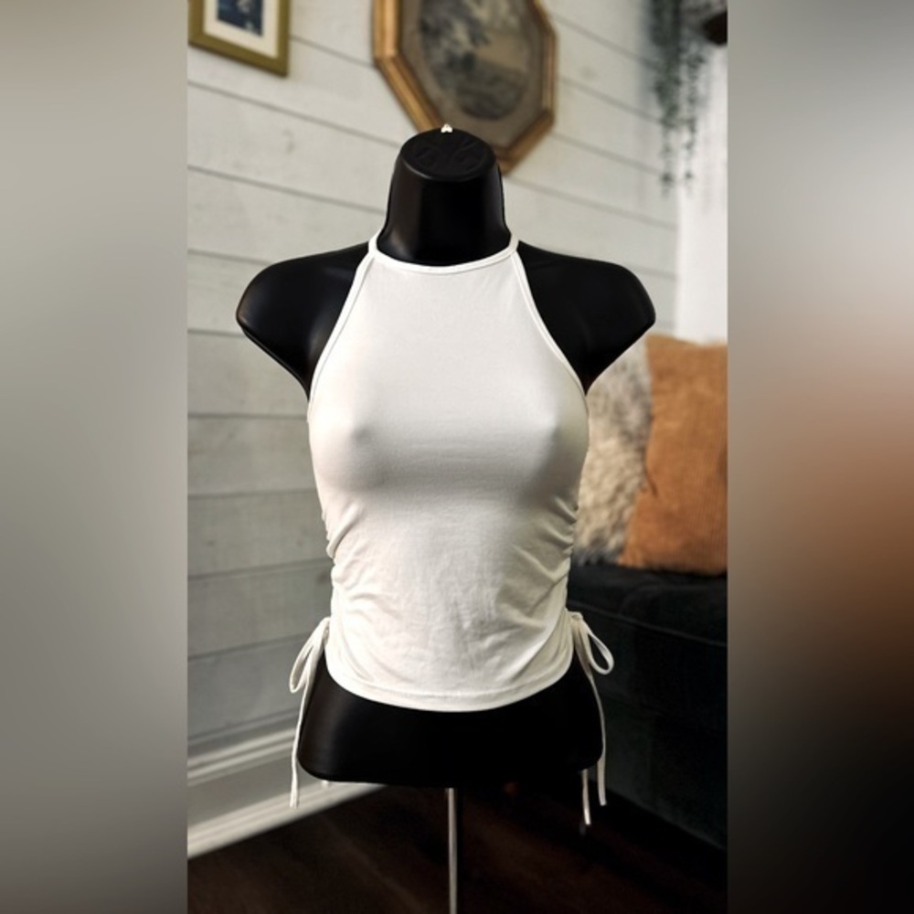 YMI Collections cropped white racer back tank in size S